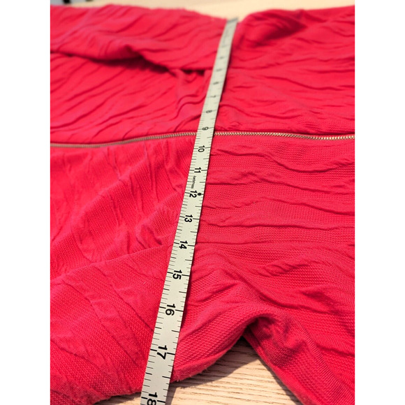 Samuel Dong Jacquard Knit Bubble Hem Zip Dress Sz L Pockets Bright Pink Resort - Picture 14 of 16